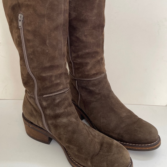 VIC MATIE Knee High Brown Suede Leather Boots from Italy: New w/o Box! Size 39 - Picture 2 of 5